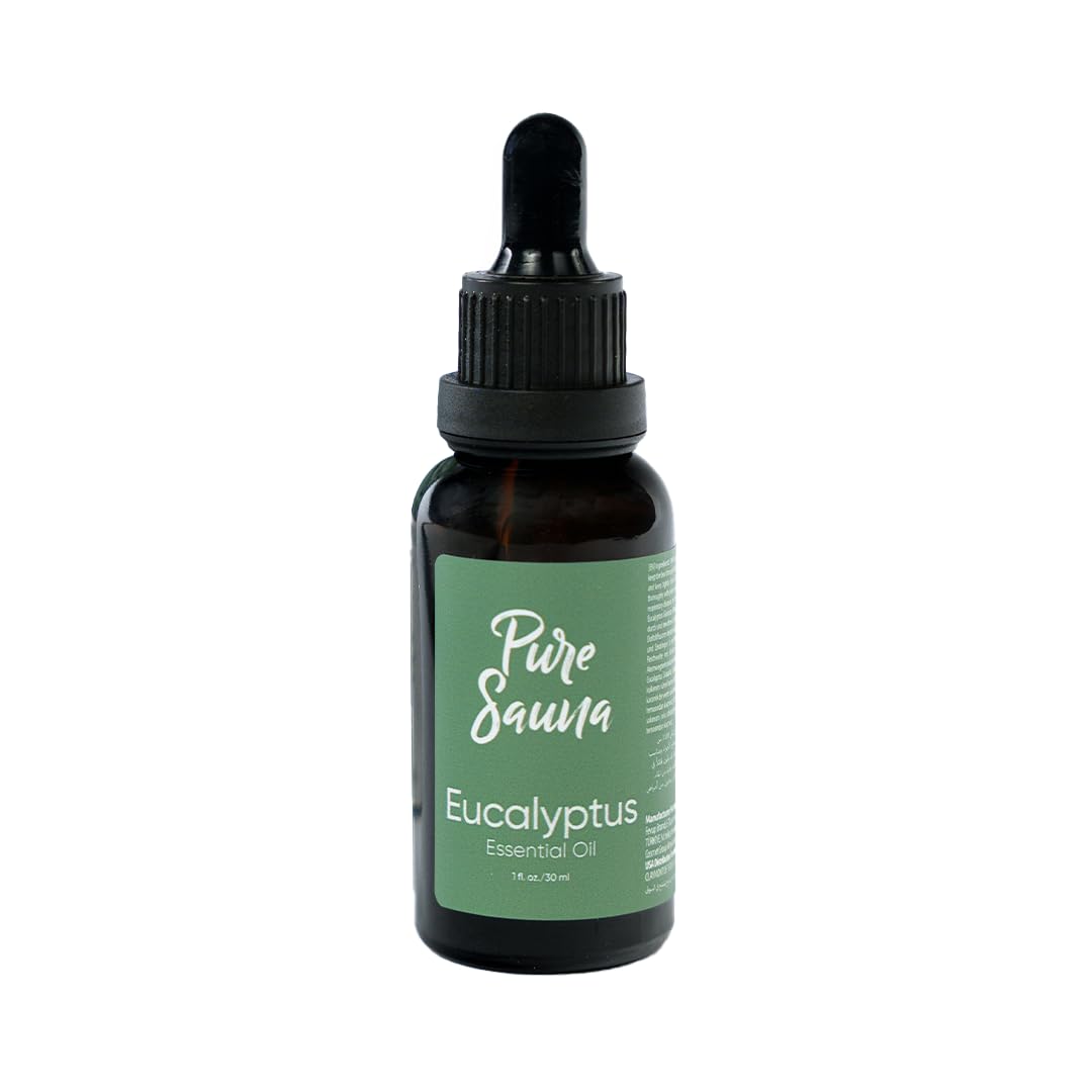 Pure Sauna Eucalyptus Essential Oil - 100% Pure Eucalyptus Globulus for Diffuser, Steam Shower & Sauna - Invigorating Spa Scent (1 fl oz / 30 ml)