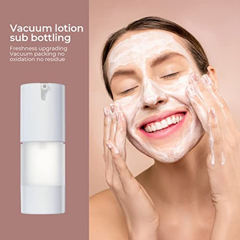 longway 0.5 Oz 15ml Airless Pump Bottles,Small Plastic Travel Vacuum Cosmetic Pump Bottles for Lotion and Cream(Pack of 6, Frosted)