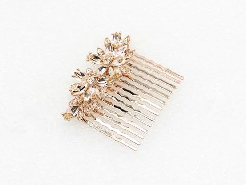 Faship Gorgeous Champagne Rhinestone Crystal Floral Hair Comb