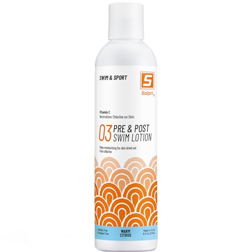 Solpri Pre and After Swim Lotion with Vitamin C 8 Fl Oz - Pre Swim Chlorine Skin Protection, Pre Swim Lotion for Chlorine (8 Fluid Ounce, Unscented)