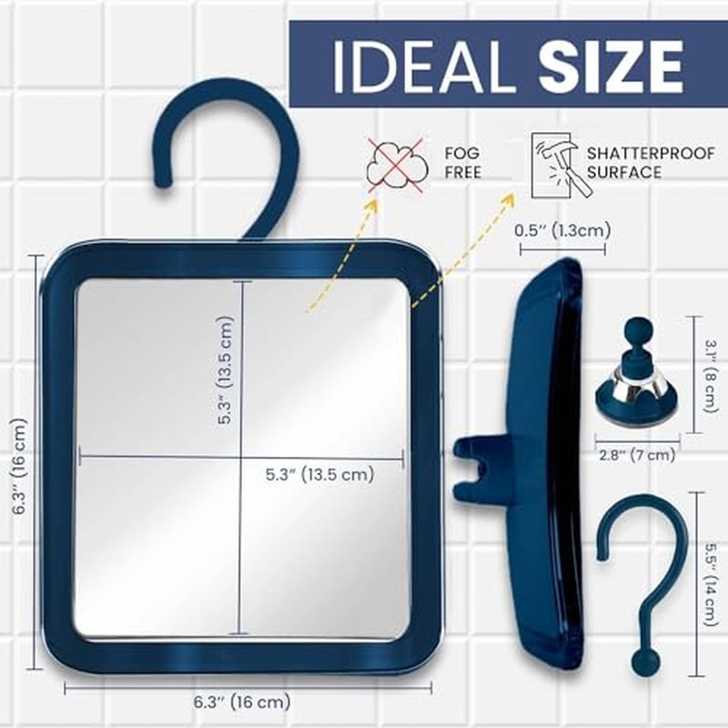 MIRRORVANA Fogless Shower Mirror for Shaving with Improved Suction and 360° Swivel - Unbreakable Fog Free Mirror for Men and Women - 6.3" x 6.3" (Bronze)