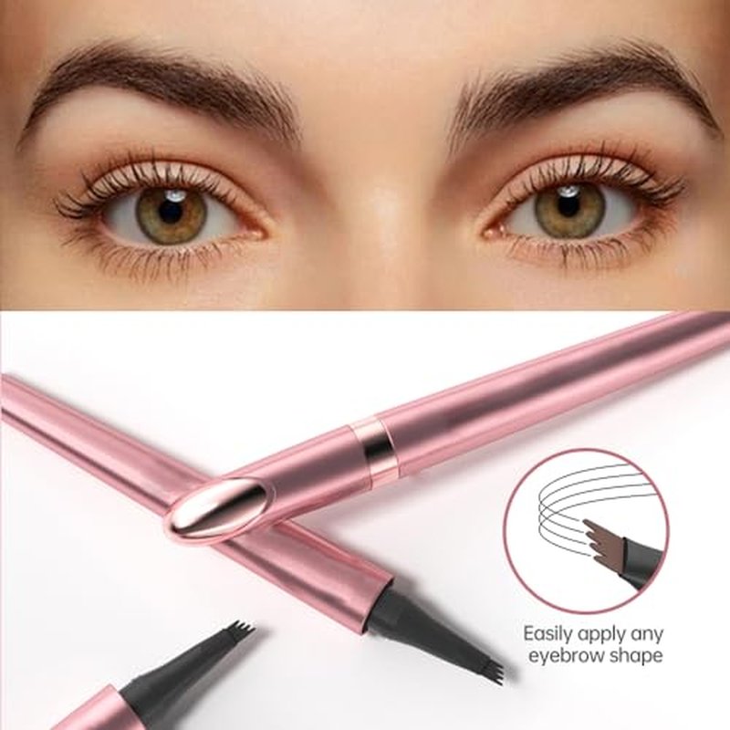 Upgrade Eyebrow Pen, 2024 New Waterproof Microblading Eyebrow Pencil Contouring Pen with 4 Tip Eye Brow Pen, Natural Makeup Fine Stroke Magic Eyebrow Pencil Stay on All Day (Black)