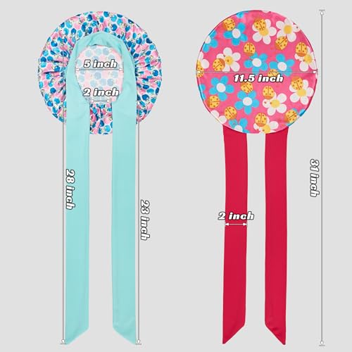 choshion 2 PCS Kids Bonnets for Girls, Silk Bonnet for Kids, Bonnet for Kids, Satin Bonnet for Sleeping, Baby Toddler Tie Bonnet Sleep Cap Bonnet for Curly Hair Braids