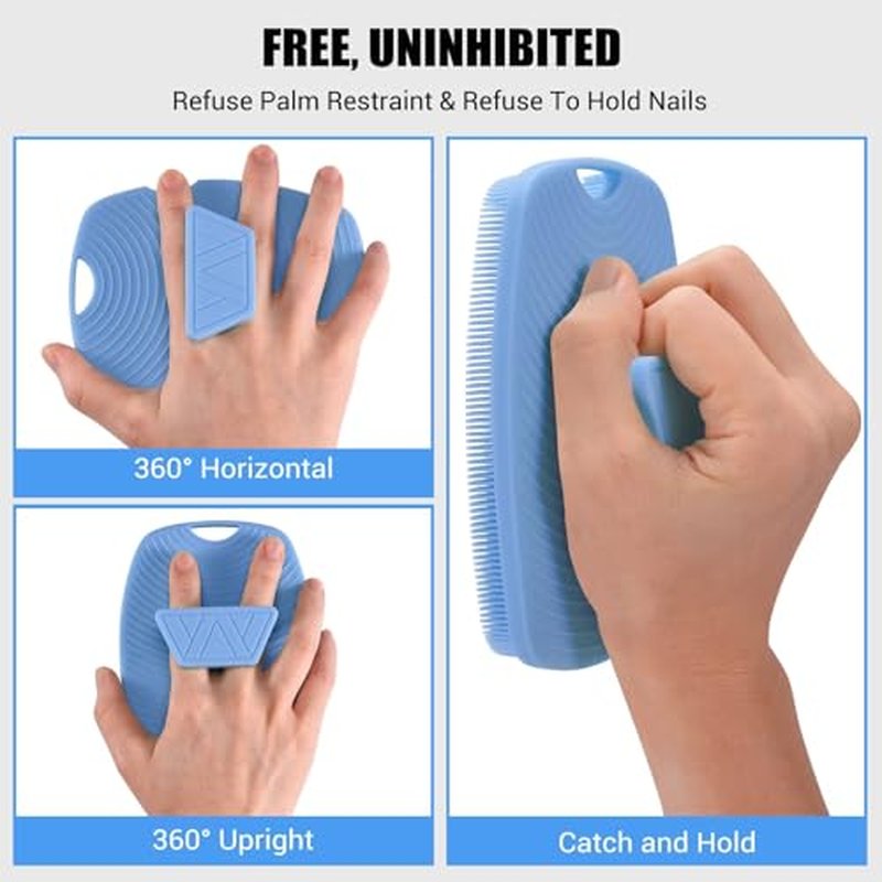 Zinc Infused - Silicone Body Scrubber,Exfoliating Body Scrubber for Sensitive Skin, Sustainable Shower Scrubber for Body, Body Scrubber for Shower and Body Care Routine - Azure