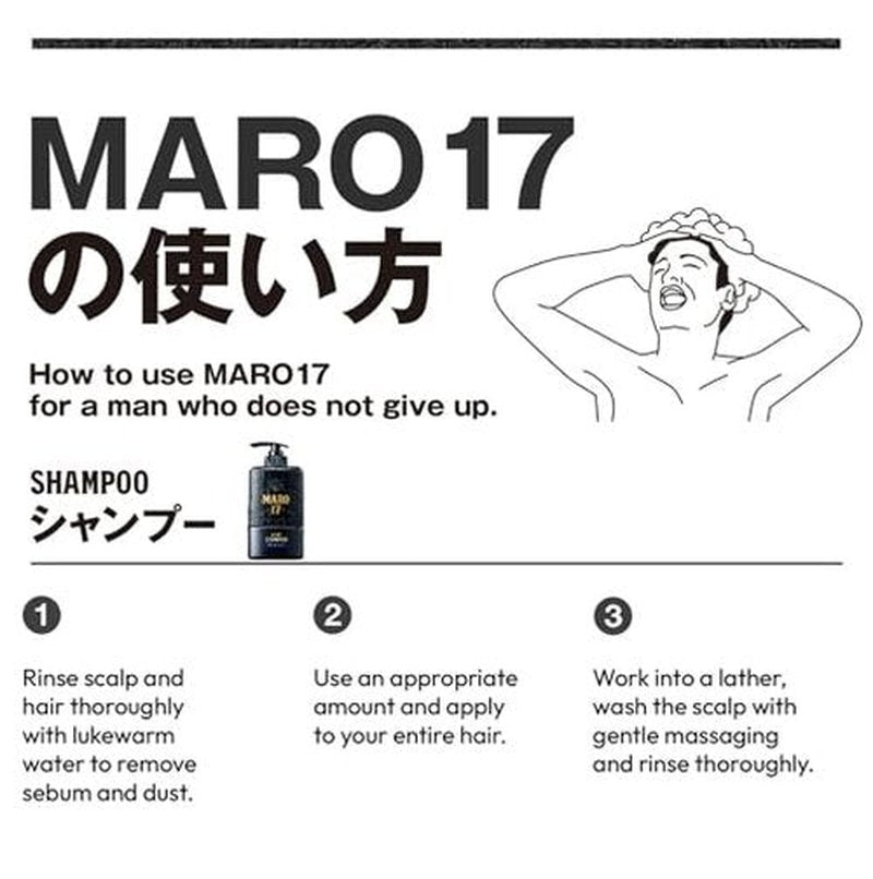 MARO17 Black+ Shampoo - Mens Shampoo For Gray Hair Reversal, Sulfate Free DHT Blocker Shampoo For Men with Royal Jelly & Collagen for Thicker, Darker Hair - Promotes Hair Growth & Prevents Greying