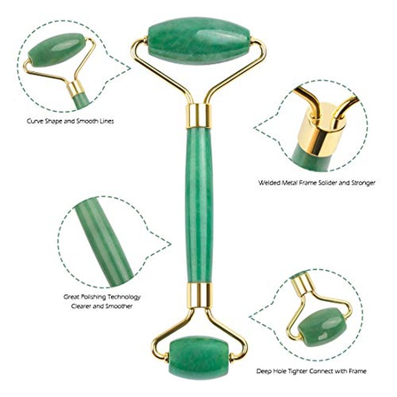Deciniee Jade Roller for Face - 100% Real Natural Jade Face Roller and Gua Sha Massage Skin Care Tool - Anti Aging Jade Face Massager Facial Roller for Eye, Neck and Body