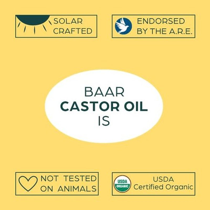 Baar Organic Castor Oil - 32 Oz. - Cold Pressed! Hexane Free! Castor Oil for Hair, Eyelashes, Eyebrows, Skin, Eliminations, and Many More! - Exclusive Palma Christos® Brand