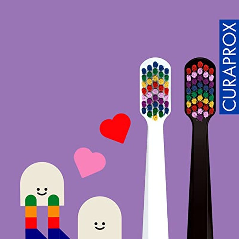 Curaprox CS 5460 Ultra-Soft Blue and Pink Battery Powered Toothbrush for Adults, Different Days Special Edition, Pack of 2