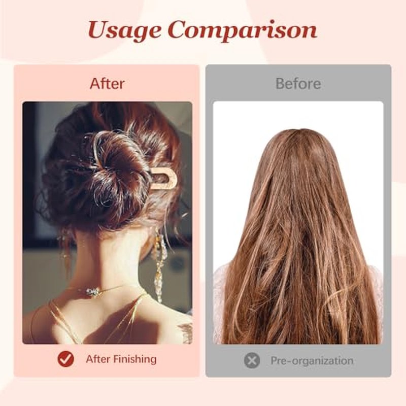 French Hair Pin, 2024 New U-Shaped Hair Pins for French Twist Hair, French Twist Hair Pins/Hair Fork for Thick Hair Buns Chignons, French Pins Hair Clips Hair Style Accessories for Women (A)
