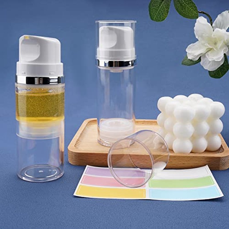 Cosywell Airless Pump Jars 1.7oz/50ml 2 Pack Pump Bottle Dispenser Empty Moisturizer airless Pump Bottles Cosmetic Pump Container Travel Pump Bottles for Toiletries Shampoo Lotion and Cream Clear