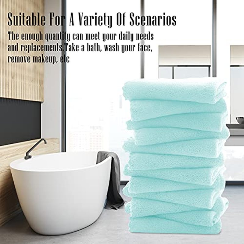 TENSTARS 12 Pack Premium Washcloths Set - Quick Drying- Soft Microfiber Coral Velvet Highly Absorbent Wash Clothes - Multipurpose Use as Bath, Spa, Facial, Fingertip Towel (Frozen Blue)
