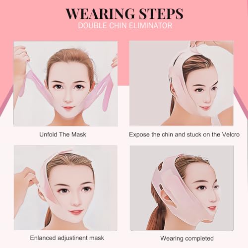 MASIKA Soft Silicone Chin Strap for，V-Line Mask Chin Up Mask V Shaped Face Mask Chin strap for sleeping, Jaw Exerciser，chin wrap,Pink