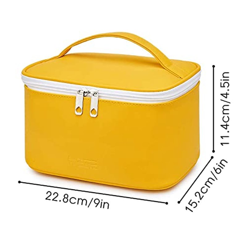 Meiyuuo Makeup Bag Cosmetic Bags Small for Women Ladies Zipper Pouch Makeup Organizer Waterproof Cute (Bright Yellow)