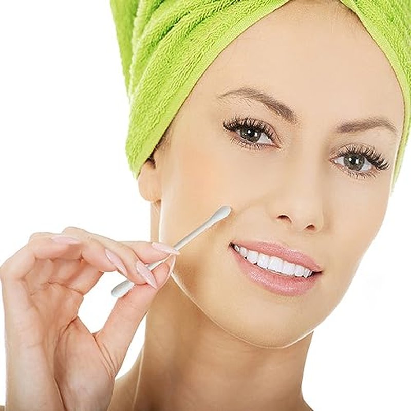 Cotton Swabs with Paper Sticks 1000ct，Double Tipped Natural Cotton Buds