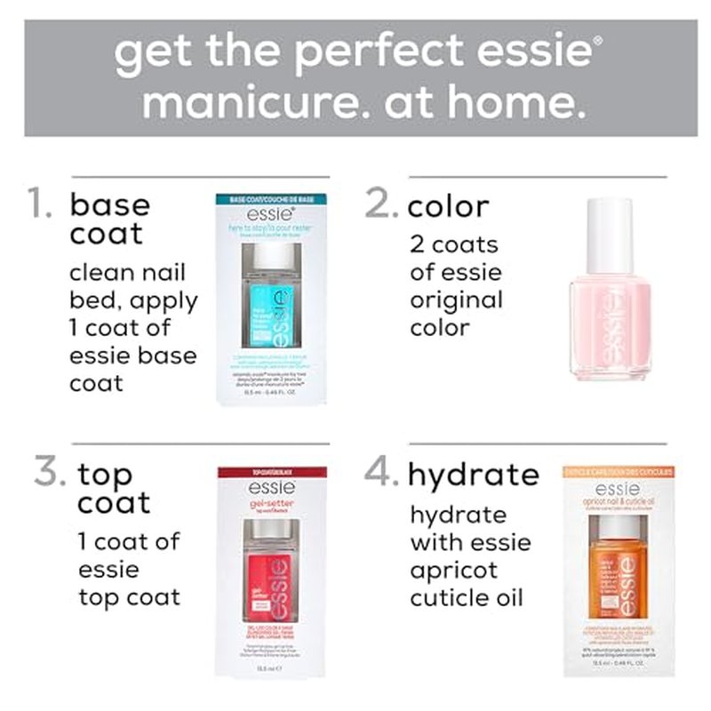 essie Nail Care, 8-Free Vegan, All In One Base Coat and Top Coat, strength and shine nail polish, 0.46 fl oz