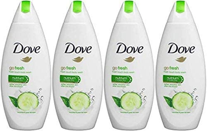 Dove Go Fresh Cool Moisture Fresh Touch Body Wash, Cucumber and Green Tea, 16.9 Oz / 500 Ml (Pack of 4) International Version