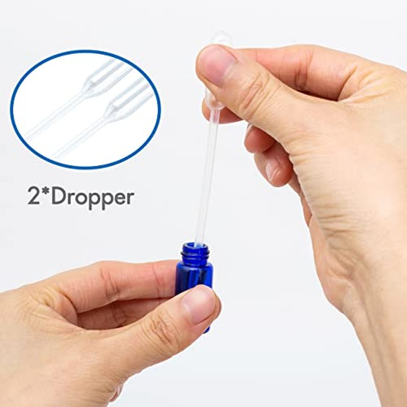 ZEJIA 2ML Essential Oil Roller Bottles, 24 Pack Cobalt Blue Roller bottles for oils, Mini Glass Roll on Bottles with Stainless Steel Roller Balls&2 Droppers