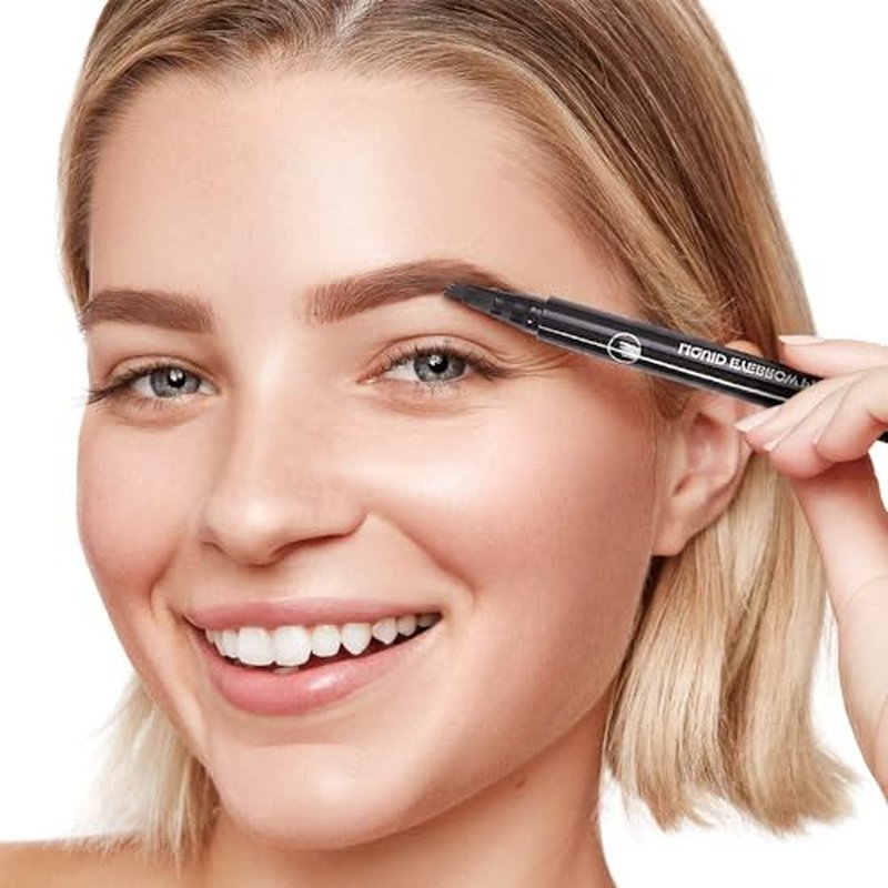 2PCS Microblading Eyebrow Pencil, 2025 New Magic Eyebrow Tattoo Pencil 4 Fork Tip, Natural Waterproof Makeup Fine Stroke Eyebrow Pencil Long-Lasting Eyebrow Pen (Black)