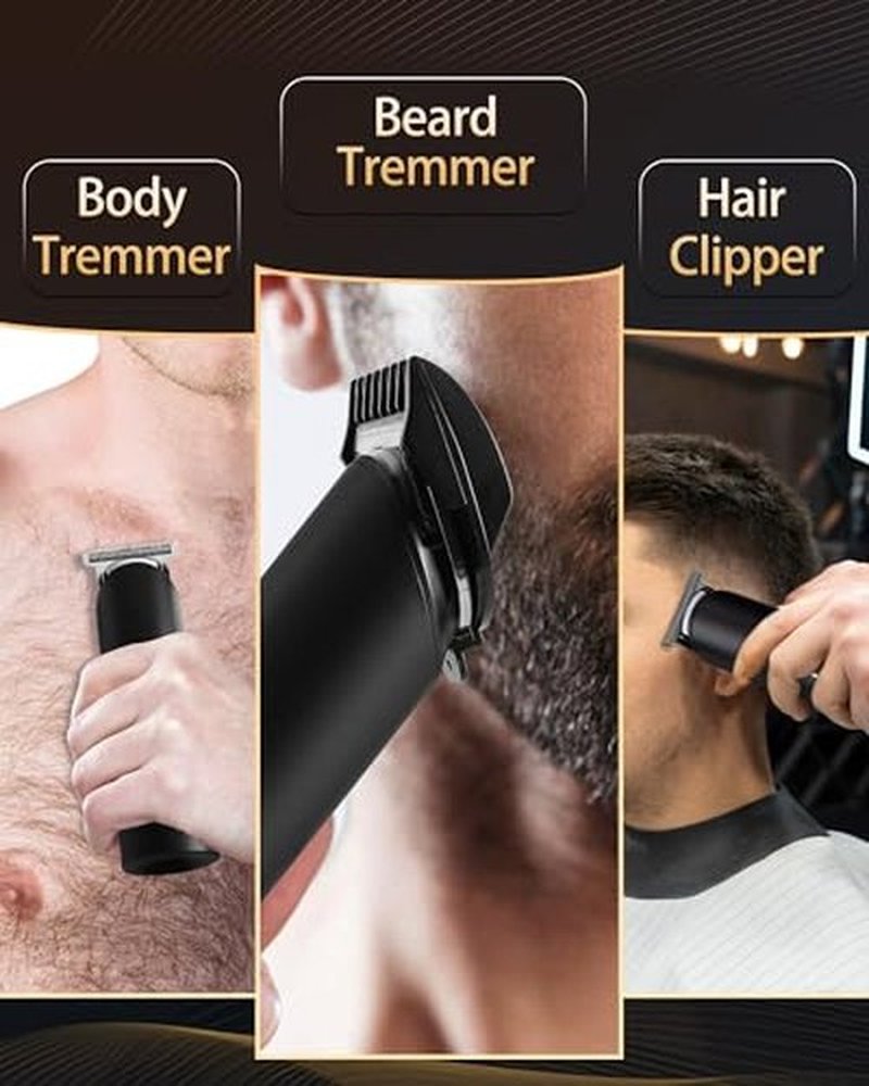 PRITECH Manscape Trimmer for Men, Beard Trimmer for Men, Rechargeable Shavers for Men, Electric Razor for Men, Cordless Hair Clippers, Waterproof Body Trimmer with Standing Recharge Dock(Black)
