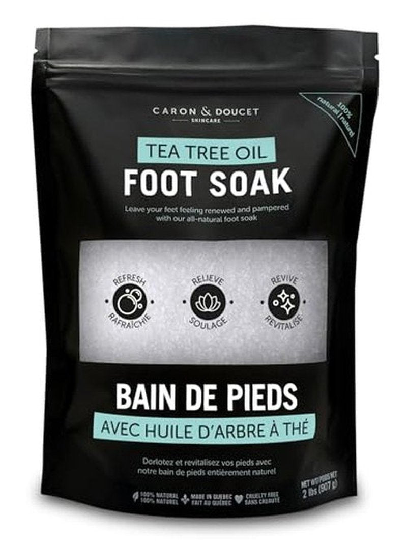 CARON & DOUCET Tea Tree Oil Foot Soak with Epsom Salt and Dead Sea Salt - Natural - Soothes Sore & Tired Feet, Helps Reduce Foot Odor Scent, Softens Calluses - 1lb