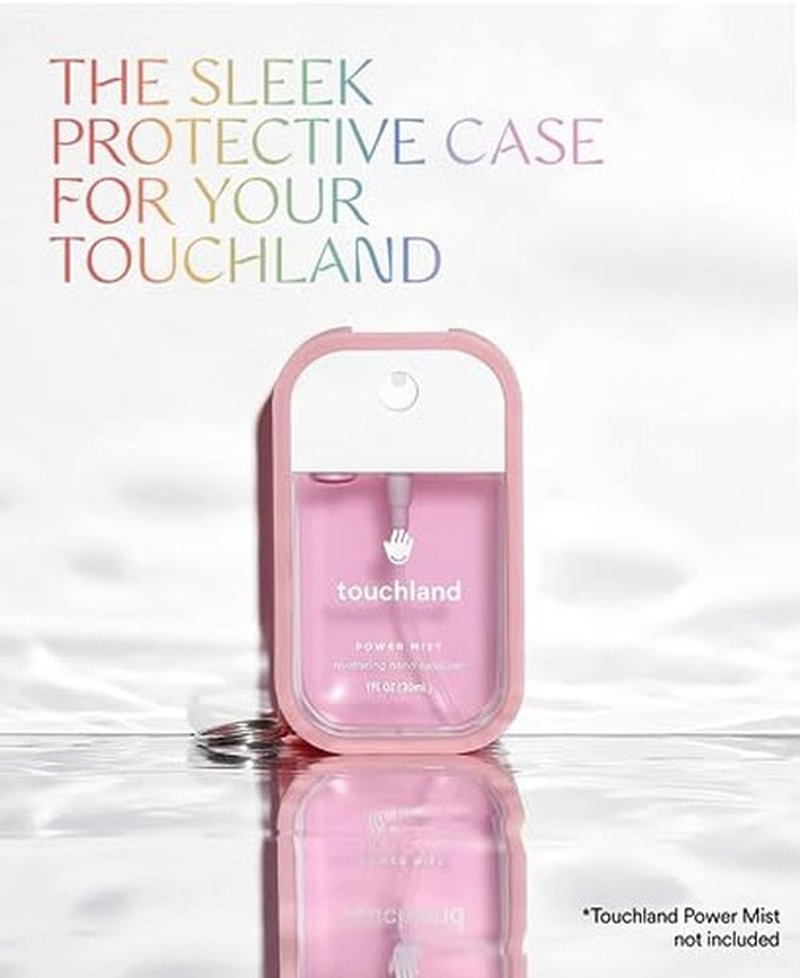 Touchland Mist Case for Power Mist and Glow Mist (1FL OZ), Protective and Stylish Hand Sanitizer Spray Accessory, Silicone Case with Keyring, Bubblegum Pink