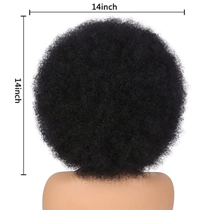 Wallden Hair 70s Afro Wigs for Black women Glueless Wear and Go Wig Platinum Blonde Curly Afro Puff Wig 10 inch Large Bouncy and Soft Synthetic Afro Puff Wigs for Daily and Party Use (Platinum Blonde)