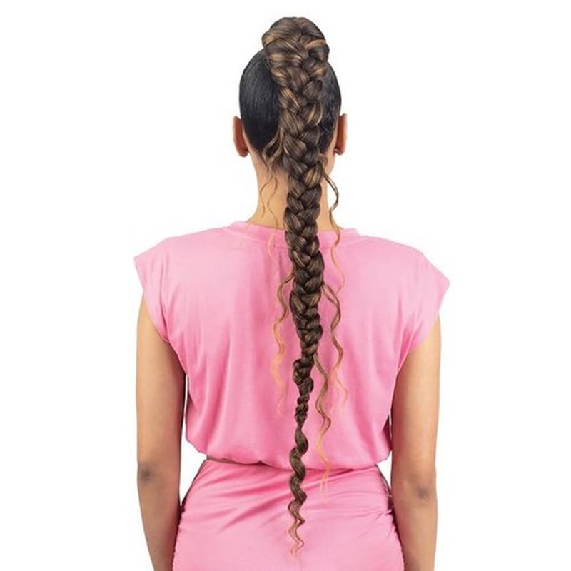 FREE TRESS Shake-N-Go Equal Ponytail - Boho Jumbo Braid Goddess Ponytail 30" (1 JET BLACK)