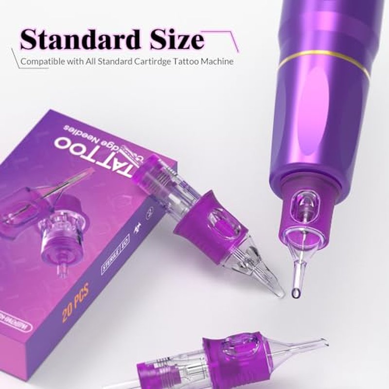 Tattoo Needles, Wormhole Tattoo Cartridge Needles 20pcs Mixed Sizes 1003RL 1005RL 1005RM 1007RM Disposable Tattoo Needles Cartridge Round Liner Shader Magnum for Tattoo Pen Machine Permanent Makeup