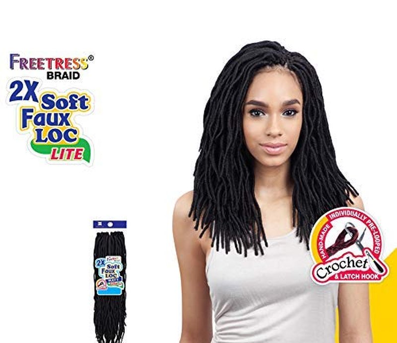 FreeTress Synthetic Hair Crochet Braids 2X Soft Wavy Faux Loc 12" (4-Pack, 4)
