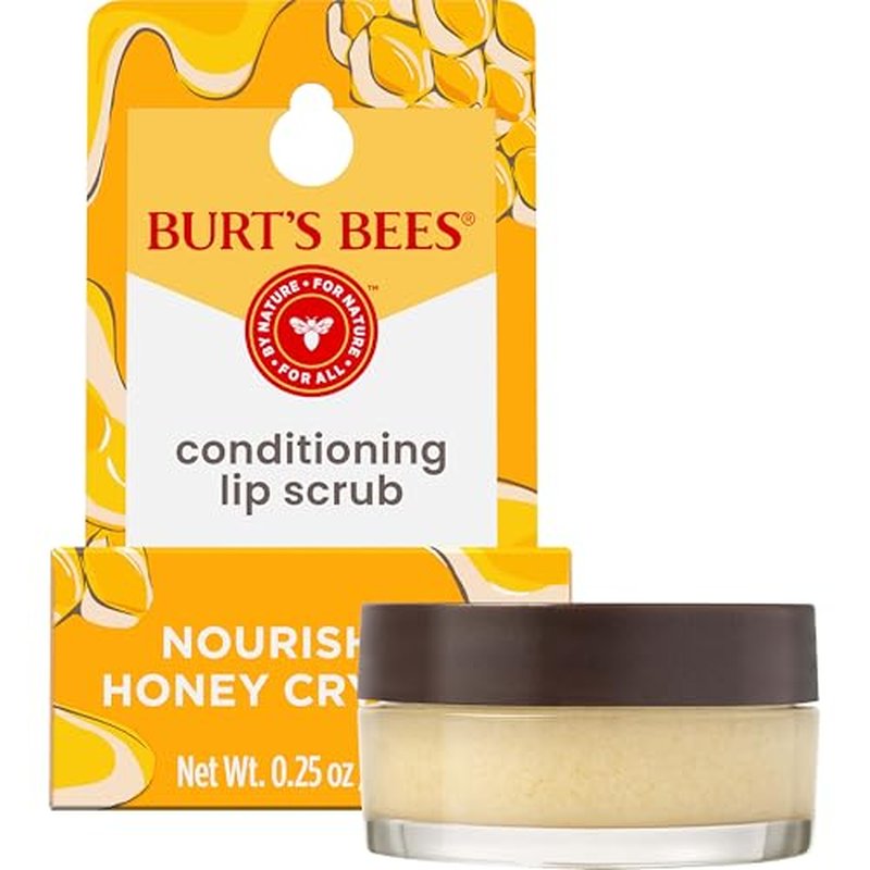 Burt's Bees Overnight Lip Sleeping Mask Stocking Stuffers, Exfoliating Scrub Restores, Hydrates & Smooths Dry Lips to Reduce Fine Lines, Honey Infused Exfoliator Formula, Conditioning Honey, 0.25 oz.