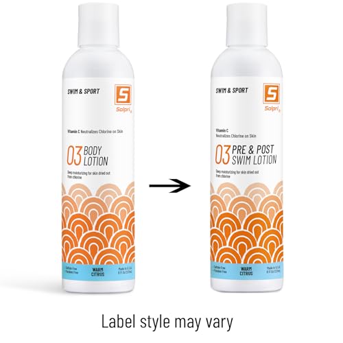 Solpri Pre and After Swim Lotion with Vitamin C 8 Fl Oz - Pre Swim Chlorine Skin Protection, Pre Swim Lotion for Chlorine (8 Fluid Ounce, Unscented)