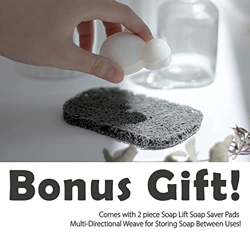 myHomeBody Soap Pocket Exfoliating Soap Saver Pouch, Body Scrubber Sponge, Exfoliator for Bath or Shower, for Large Bar Soap or Leftover Bits, Graphite Gray, 6 Pack + 6 Soap Lifting Pads