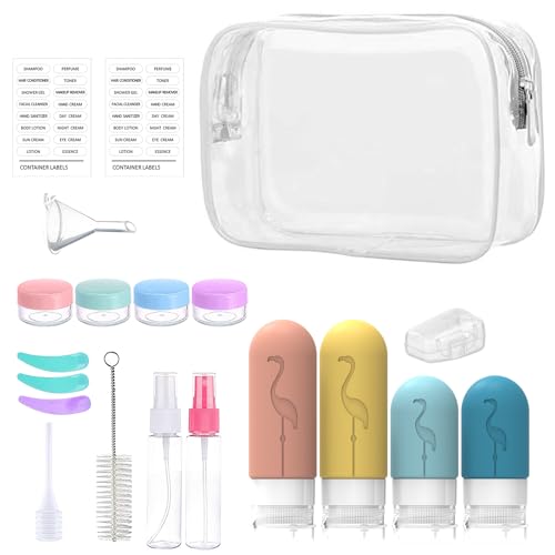 Vipop 20 Pack Travel Bottles for Toiletries,TSA Approved Silicone Travel size Toiletries,Leak Proof Travel Containers for Toiletries,Travel Bottles for Shampoo Conditioner Lotion (Dandelion)