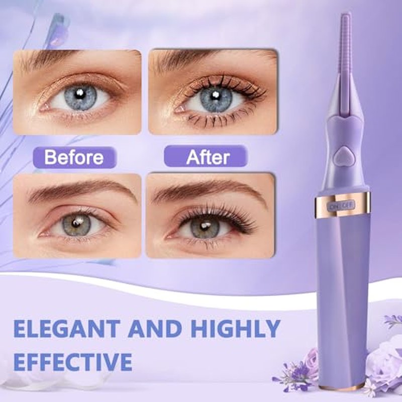 Heated Eyelash Curler - 2 in 1 Clip-Type Eyelash Curler - Heated Lash Curler - Electric Eyelash Curler Rechargeable for 24H Long-Lasting Natural Eyelashes, 3 Heating Modes, 8S Fast Heating, Purple