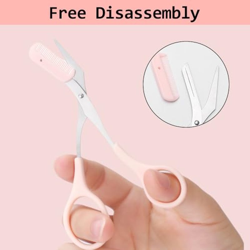 Eyebrow Trimmer Scissor,2024 New Eyebrow Trimmer for Women Men,Eyebrow Scissors with Comb,Non-Slip Eyebrow Cutter Eye Brow Razors,Eye Brow Shaper Trimming Scissors Makeup Tool (3PC-A)
