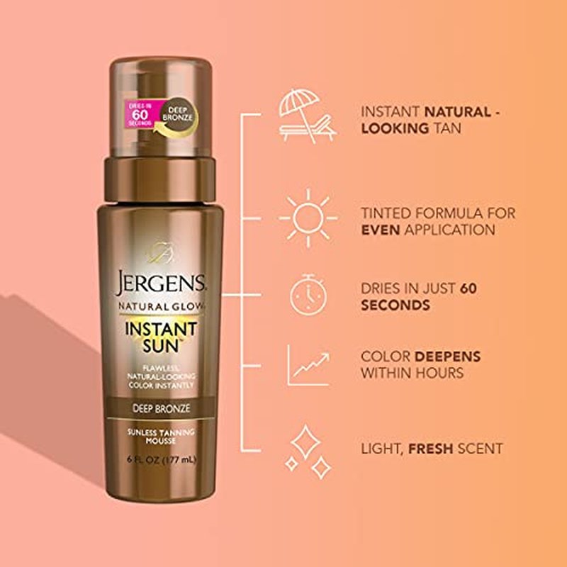 Jergens Natural Glow 3-Day Self Tanner for Medium to Deep Skin Tone, Sunless Tanning Daily Moisturizer, for Streak-free and Natural-Looking Color, 10 oz
