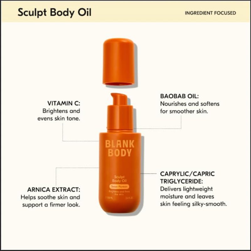 Firming Sculpt Body Oil - Antioxidant-Rich Formula for Improved Skin Elasticity | Non-Greasy, Vegan Gourmand Scent