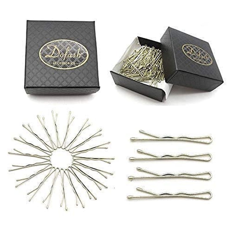 Dofash 100Pcs Bobby Pins Hair Pins Steel Hair Clips 3.5Cm/1.38" Hair Accessories With Gift Box For Girls (Blonde)