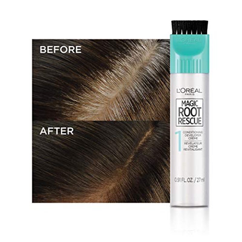 L'Oreal Paris Magic Root Rescue 10 Minute Root Hair Coloring Kit, Permanent Hair Color with Quick Precision Applicator, 100 percent Gray Coverage, 6 Light Brown, 1 kit (Packaging May Vary)
