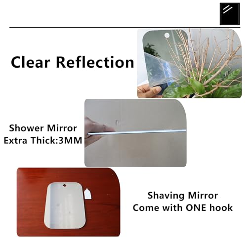 quegau Shower Mirror for Small Mirror, Small Wall Mirror (Medium 2 Pack 8 x 6 Inch) Shatterproof Shower Mirror for Shower, Unbreakable Plexiglass Makeup Mirror, Travel Camping Shower Mirrors