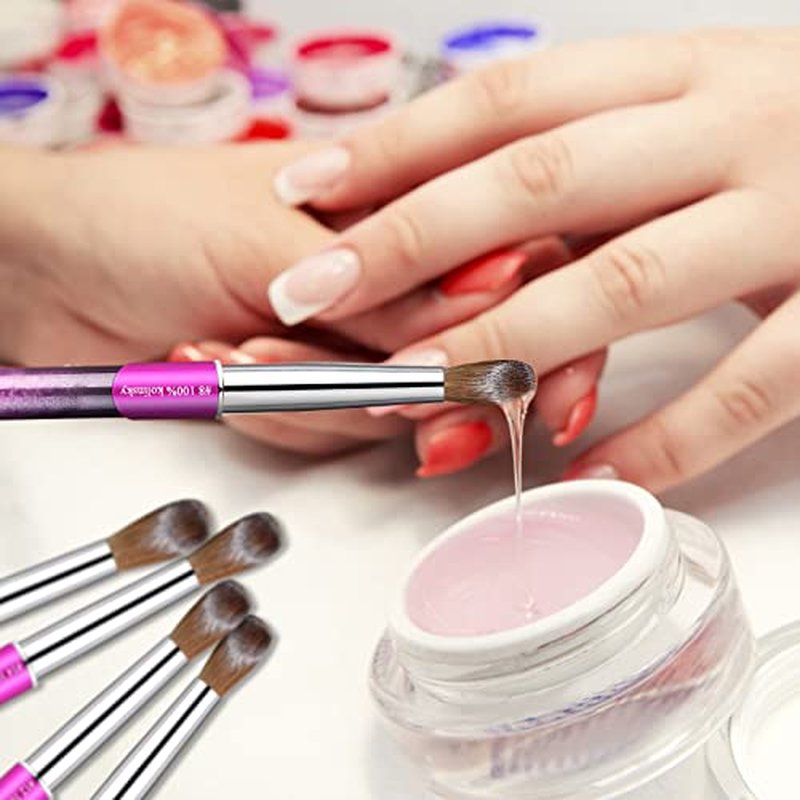 Eptbsdu Pure Kolinsky Acrylic Nail Brush, Nail Brushes with Metal Handle Nail Art Acrylic Application, Gel Nail Powder Brush Nail Extension Professional Salon Quality (#8, Purple)