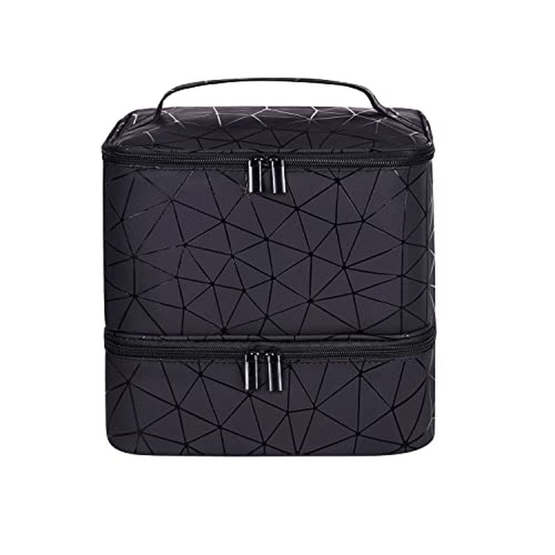 RZMAYIS Nail Polish Carrying Case Bag-Holds 30 Bottles, Double-Layer Nail Polish Storage and Nail Dryer Case (Black)