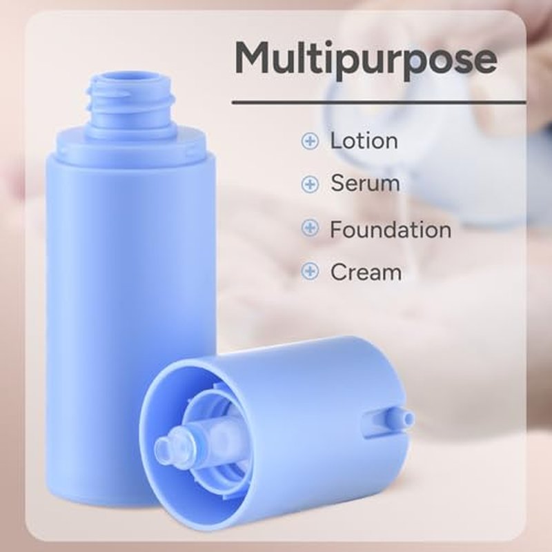 Lulupack 1 oz Airless Pump Bottles, Travel Lotion Container, Skincare Containers for Moisturizer (Plastic, Matte Blue, 3Pcs)