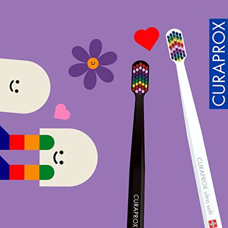 Curaprox CS 5460 Ultra-Soft Blue and Pink Battery Powered Toothbrush for Adults, Different Days Special Edition, Pack of 2