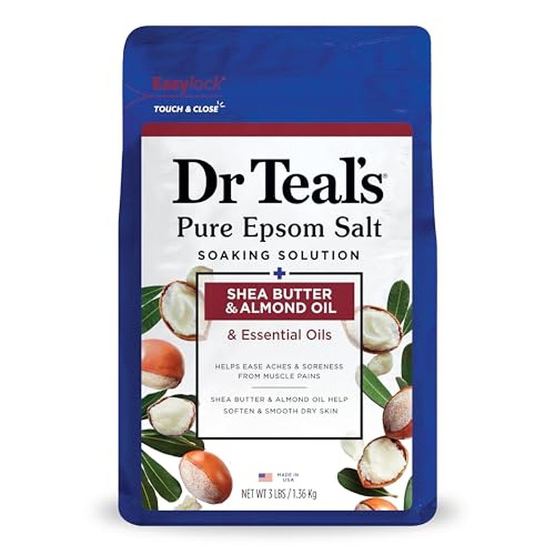 Dr Teal's Salt Soak with Pure Epsom Salt, Shea Butter & Almond, 3 lbs (Pack of 2)