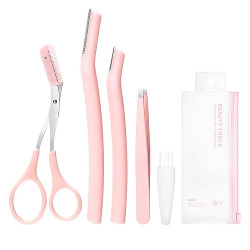 Eyebrow Trimmer Scissor, 2025 Upgraded Eyebrow Scissors with Comb, Professional Precision Eyebrow Trimmer Scissors for Women Men, Eyebrow Trimmer Hair Removal Makeup Grooming Tool (Pink Set)