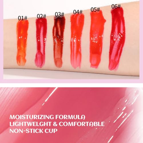 EnMart 6 Pcs Lip Tint Stain Set, Plumping Lip Gloss, Liquid Lipstick Waterproof, Lip Glaze, Hydrating Lip Glow Oil, Easy To Color, 2-in-1 Lip Blush Makeup Lipgloss Lip Makeup for Women Girls Cosmetic