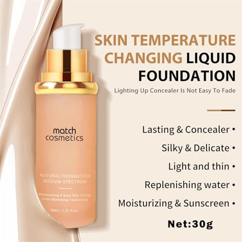 Match Cosmetics Foundation, Match Foundation 4 in 1, Foundation 4 in 1 - Medium Spectrum, Ultrablend 4 in 1 Foundation, 4 in 1 Foundation Liquid with Spf 50, 4 in 1 Concealer, Moisturizer-1pcs