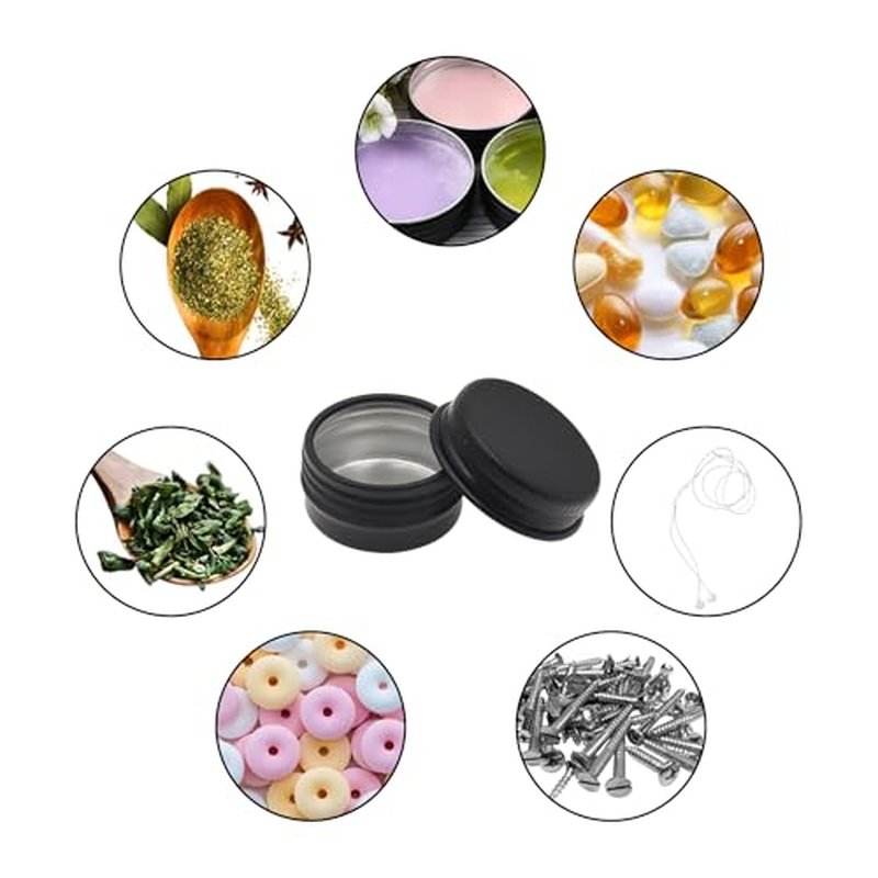 Aluminum Tin Jars Containers,ULIFESTAR Leak Proof Cosmetic Tin Jars Containers,Round Tin Cans with Lids,10PCS Black Cosmetic Sample Refillable Containers for Spice (7.1 ounces 92*45mm/3.62*1.77")