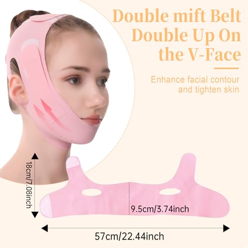V Line Lifting Mask, V Shaped Face Mask, V Shaped Contouring Face Mask, Face Lifting Strap, Face Toning Belts, Jaw Exerciser, Washable and Reusable